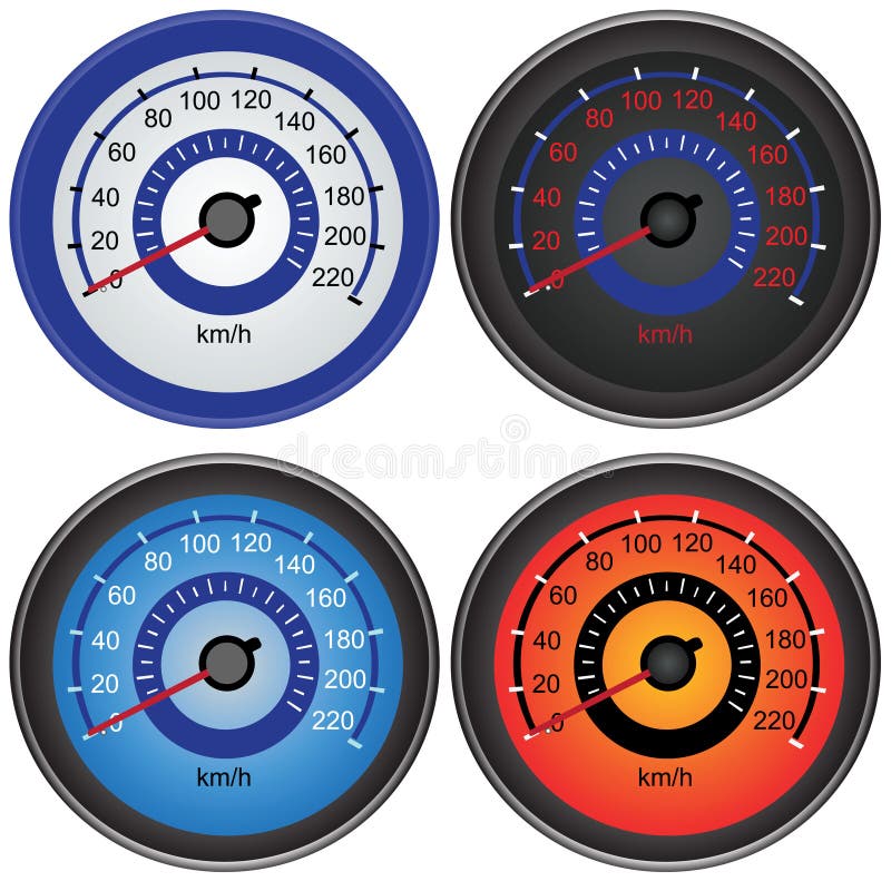 A collection of speedometers, vector illustration isolated on white background. A collection of speedometers, vector illustration isolated on white background