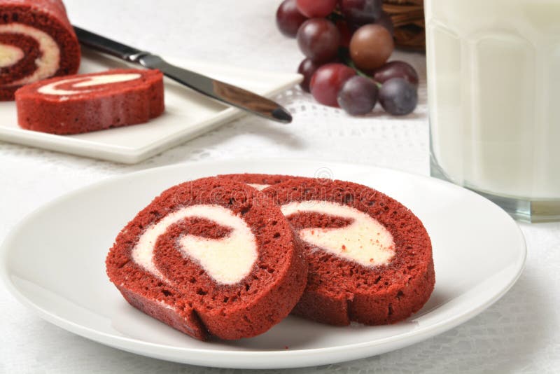 Velvet cake roll stock photography