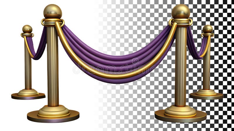 Velvet rope barrier crowd control and event management tool png transparent image Generative AI stock illustration