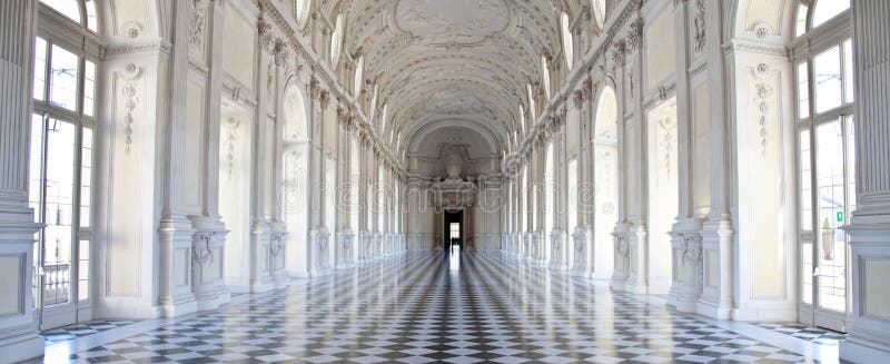Venaria för kunglig person för di diana galleriaitaly slott royaltyfri fotografi