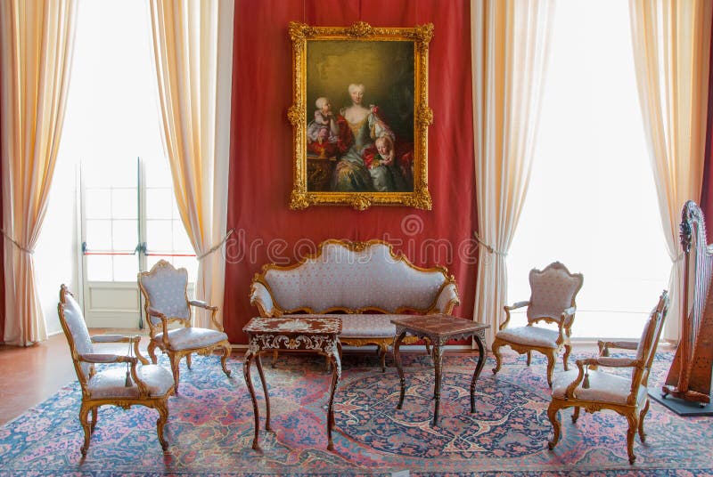 Venaria Reale, Italy - luxury interior old royal palace. Gallery