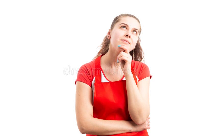 Vendedor da mulher que faz a imaginação do gesto imagem de stock royalty free Vendedor da mulher que faz a imaginação do gesto imagem de stock royalty free