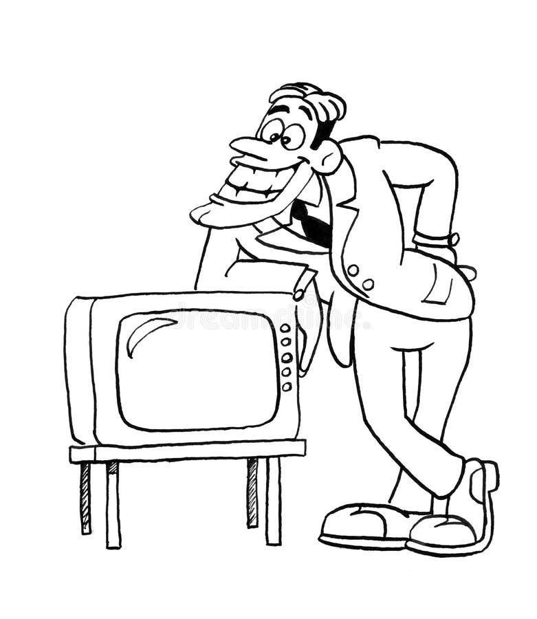 Vendedor de la historieta TV stock de ilustración Vendedor de la historieta TV stock de ilustración