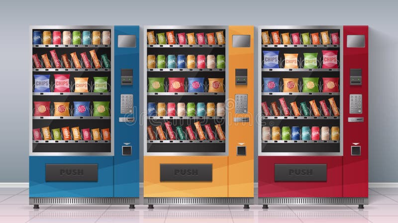 Download Snacks Vending Machine Realistic Mockup Stock Vector Illustration Of Automated Beverage 148759700