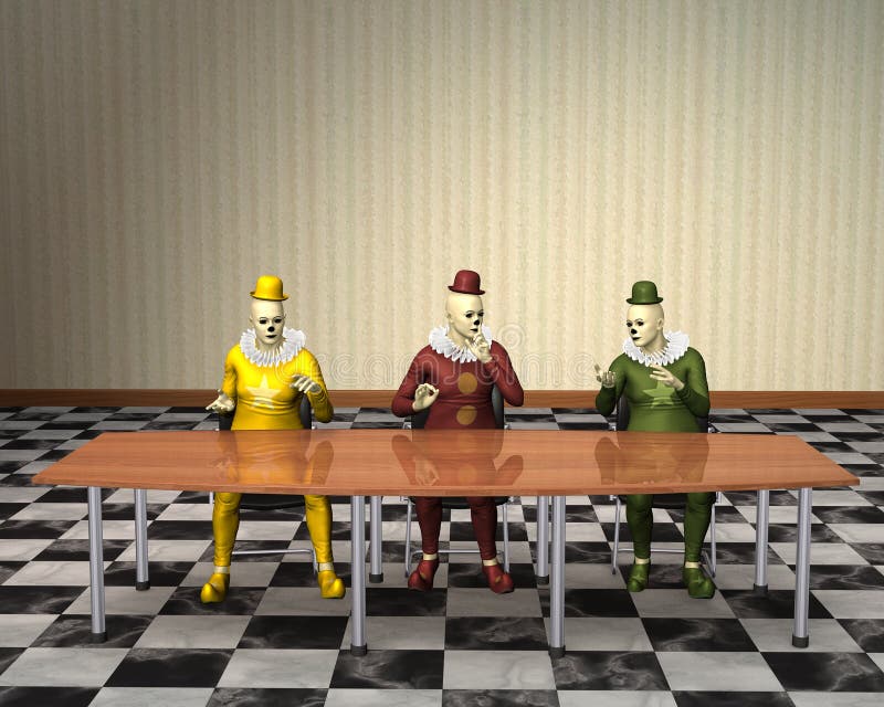 Vendite divertenti di riunione d'affari che commercializzano i pagliacci illustrazione vettoriale Vendite divertenti di riunione d'affari che commercializzano i pagliacci illustrazione vettoriale