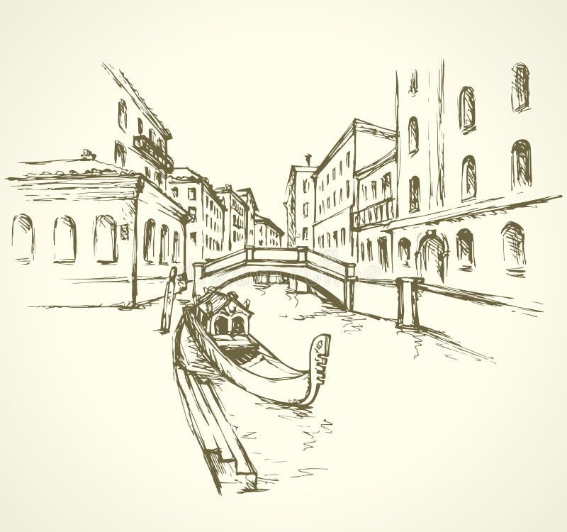 Venecia Paisaje urbano del vector stock de ilustración Venecia Paisaje urbano del vector stock de ilustración