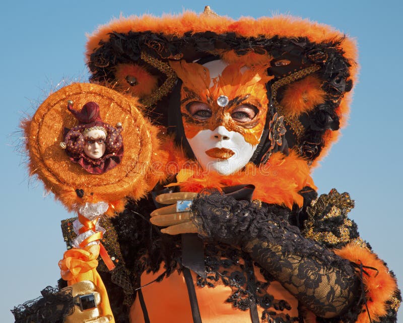 Venice - orange mask from carnival. Venice - orange mask from carnival