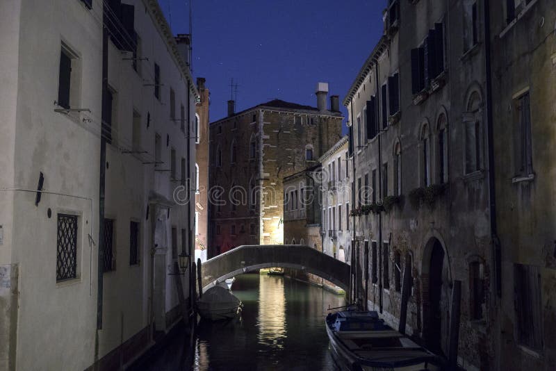 Venedig nattsikt, Italien arkivbilder Venedig nattsikt, Italien arkivbilder