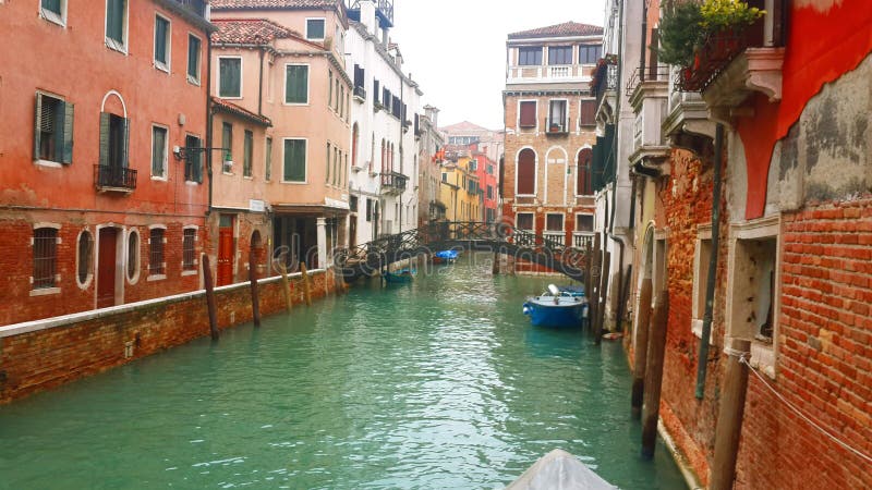 Venetia and gondolas on the channel illustration