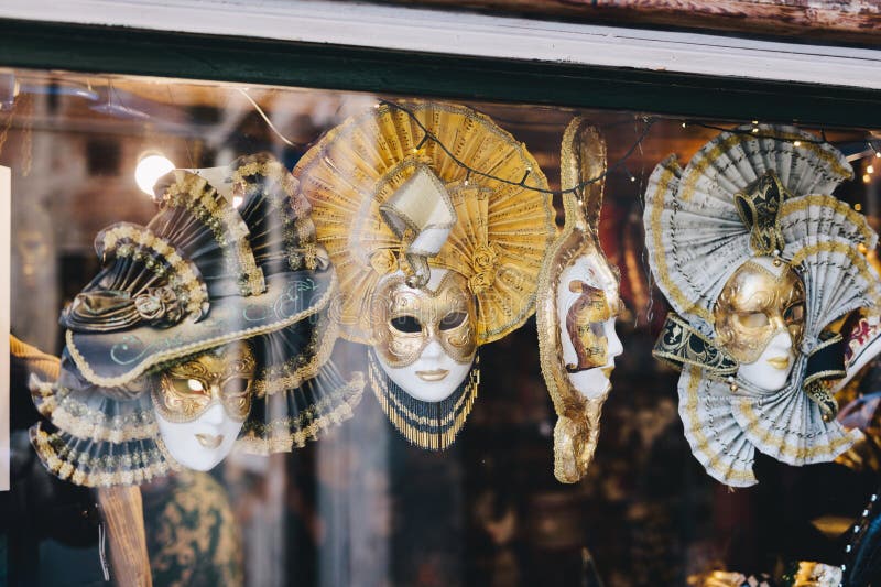 Mask on Display at a Souvenir Shop in the Street of Venice, Italy