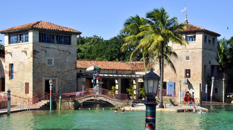 MIAMI CORAL GABLES FLORIDA 10 29 2012: Venetian Pool is a historic U.S. public swimming pool located in Coral Gables, Florida. Completed in 1924, it was designed by Phineas Paist with Denman Fink