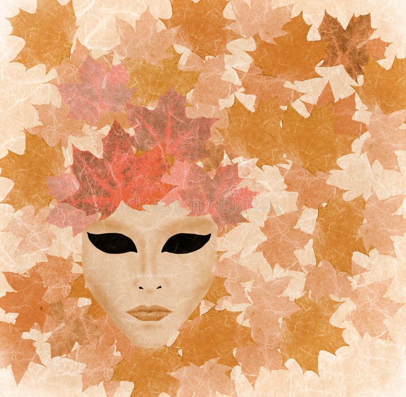 Venetian mask e-collage : autumn. Venetian mask e-collage : autumn