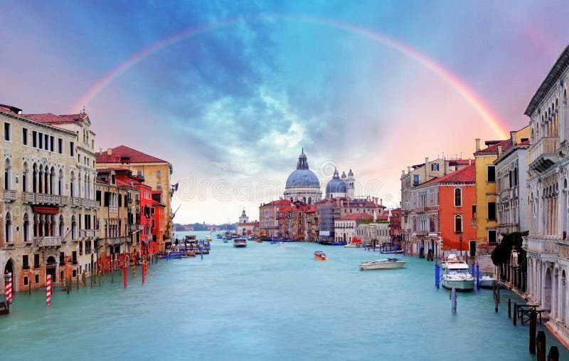 Venetië - Regenboog over Grand Canal stock afbeeldingen Venetië - Regenboog over Grand Canal stock afbeeldingen