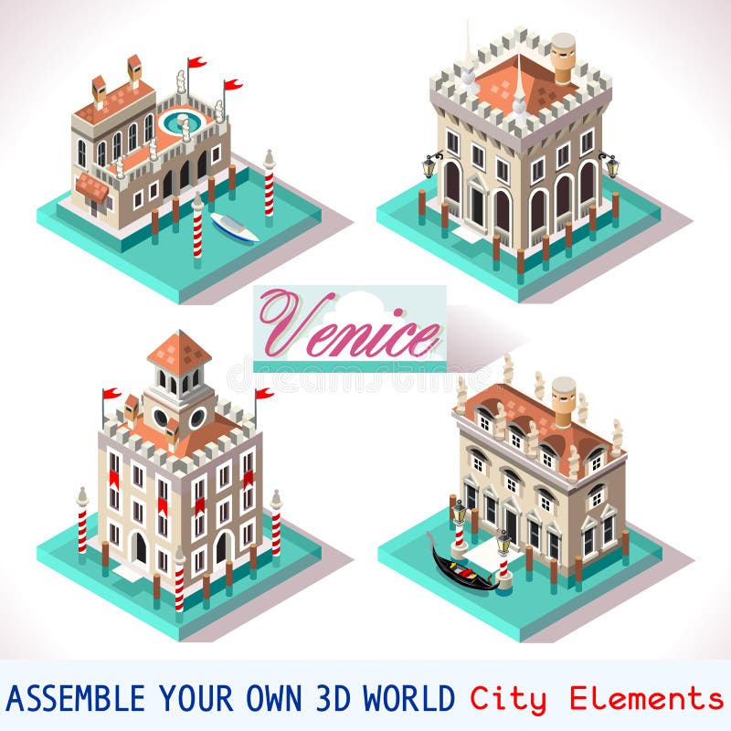 Veneza 02 telhas isométricas ilustração stock Veneza 02 telhas isométricas ilustração stock