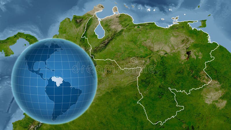 Venezuela Satellite Country And Globe Composition Stock