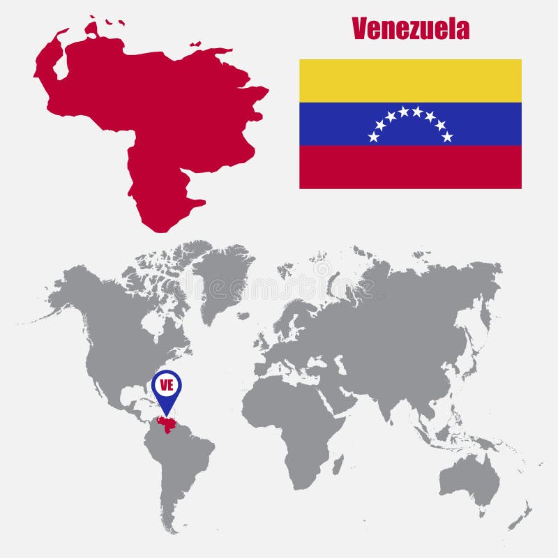 Venezuela Karte Auf Einer Weltkarte Mit Flaggen Und Kartenzeiger Auch