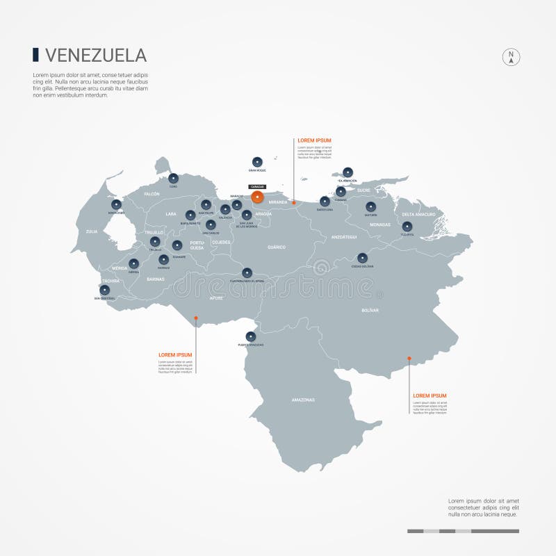 Venezuela Infographic Map Vector Illustration Stock Vector