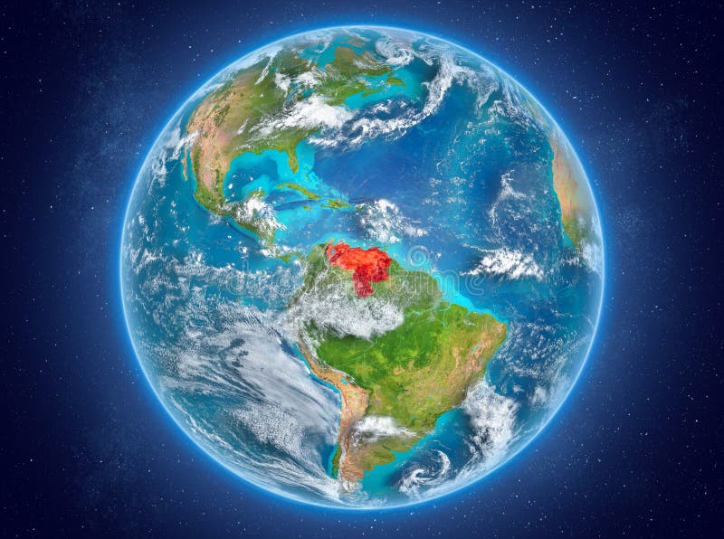 Venezuela On Planet Earth In Space Stock Illustration Illustration Of