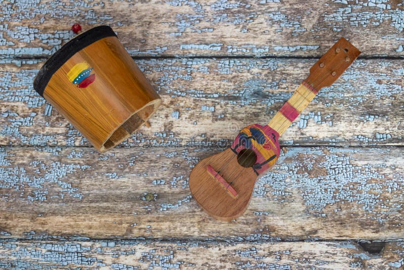 Venezuelan Musical Instruments, Cuatro and Drum Stock Image Image of