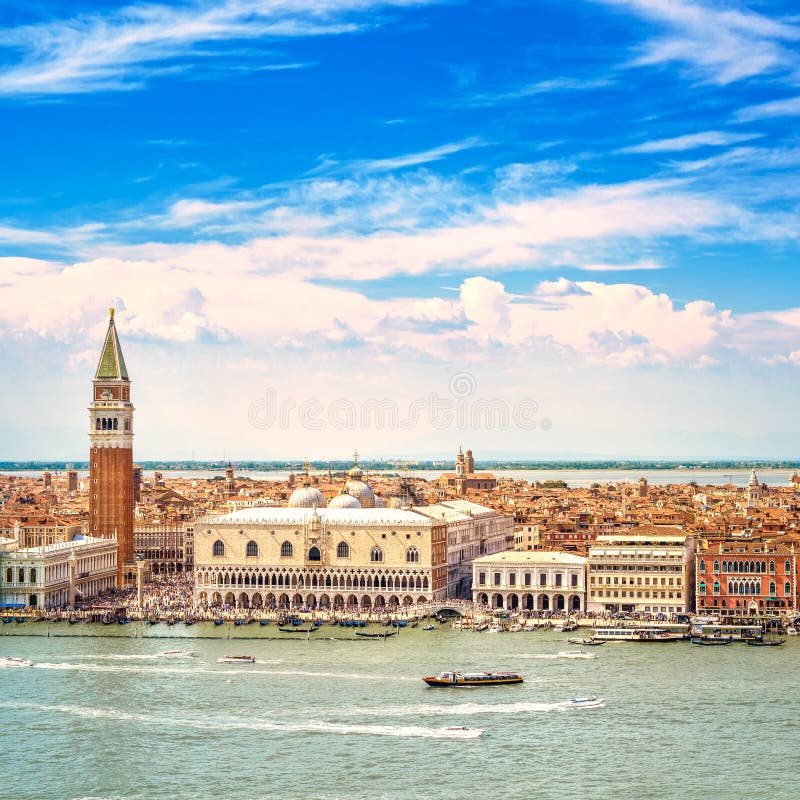 Venice aerial view, Piazza San Marco with Campanile and Doge Palace. Italy stock image Venice aerial view, Piazza San Marco with Campanile and Doge Palace. Italy stock image