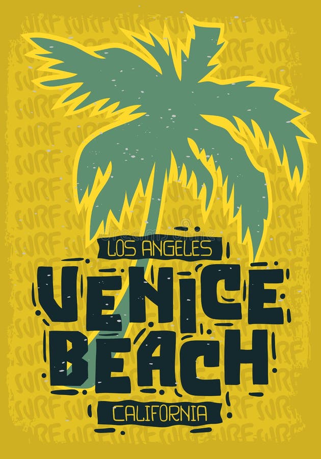 Venice Beach Los Angeles California Palm Tree Label Sign Logo Hand ...