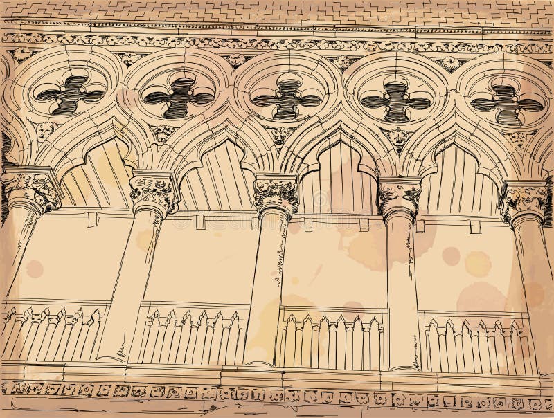 Venice. Columns of the Doge's Palace royalty free illustration