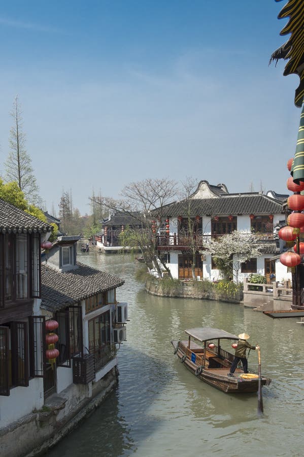 Venice of the East - Zhujiajiao - Canal near Shanghai with ancient houses