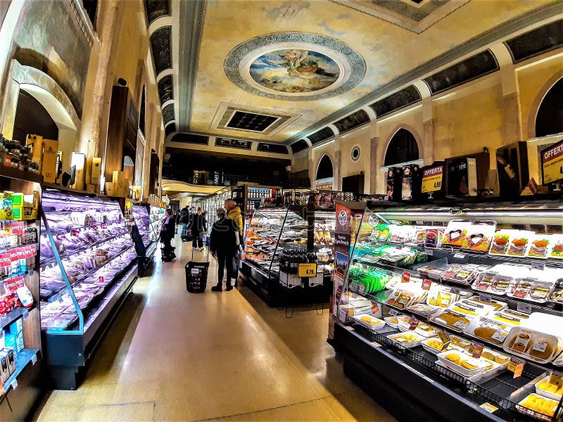 Venice, Italy, January 27, 2020 supermarket inside a theater royalty free stock images