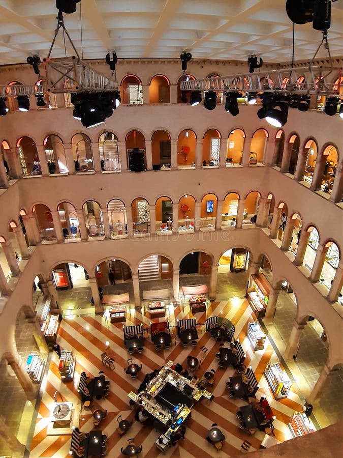 Venice, Italy, January 28, 2020 Fondaco dei Tedeschi ancient renaissance palace stock image