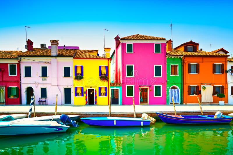 colorful burano island canal houses landmark venice italy boats brighten easter prints exposure bunny towns rainbow around ev stevanzz depositphotos