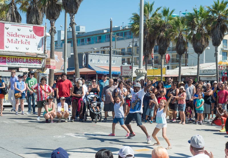 Venice, US-October 5, 2014: Venice Beach boardwalk is 2.5 miles