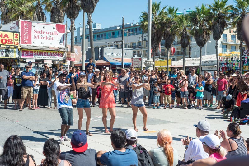 Venice, US-October 5, 2014: Venice Beach boardwalk is 2.5 miles