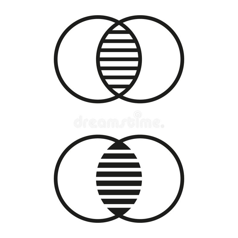 Venn diagram vector. Overlapping circle icon. Simple data symbol. Intersecting shapes graphic. royalty free illustration