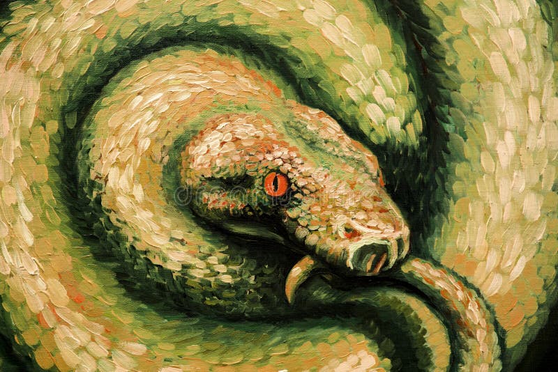 Venomous Snake, Oil Painting, Handmade Stock Illustration - Illustration of  impressionism, bright: 191193599