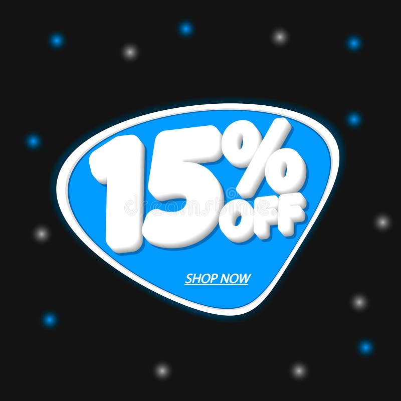 Venta el 15% apagado, plantilla del diseño de la bandera del descuento, etiqueta adicional del promo, ejemplo del vector stock de ilustración Venta el 15% apagado, plantilla del diseño de la bandera del descuento, etiqueta adicional del promo, ejemplo del vector stock de ilustración