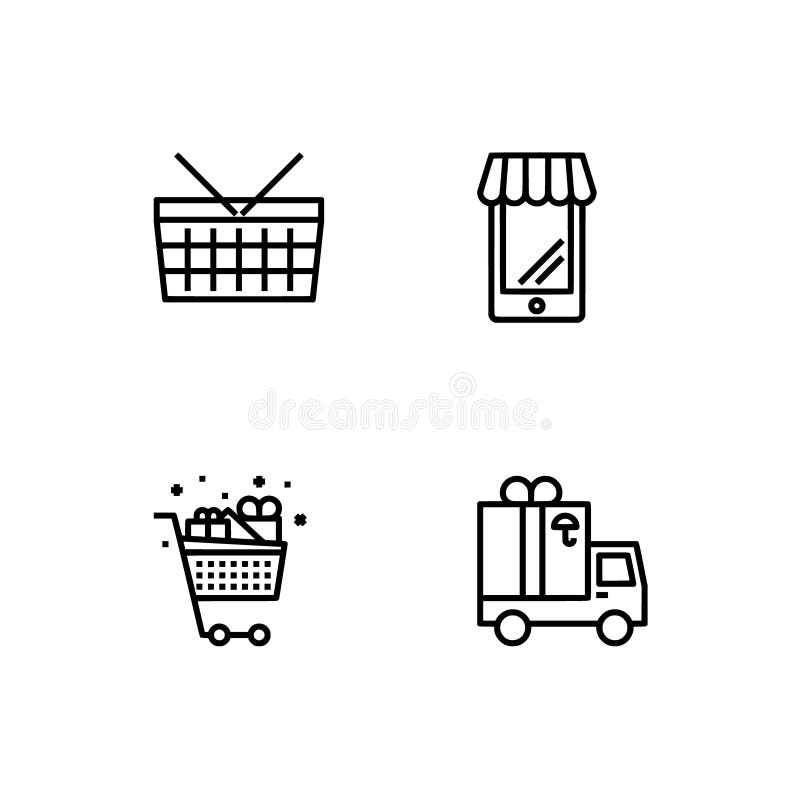 Venta y compra de las compras Fije el formato del vector del icono EPS 10 del esquema Iconos negros del pixel profesional, blanco libre illustration Venta y compra de las compras Fije el formato del vector del icono EPS 10 del esquema Iconos negros del pixel profesional, blanco libre illustration