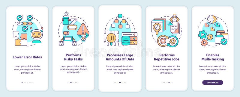 Ventajas de inteligencia artificial en pantalla de aplicación móvil libre illustration