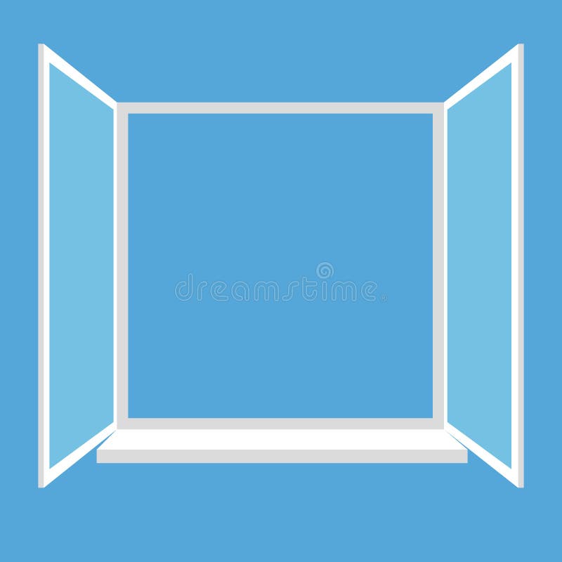 Ventana abierta aislada en fondo azul libre illustration Ventana abierta aislada en fondo azul libre illustration
