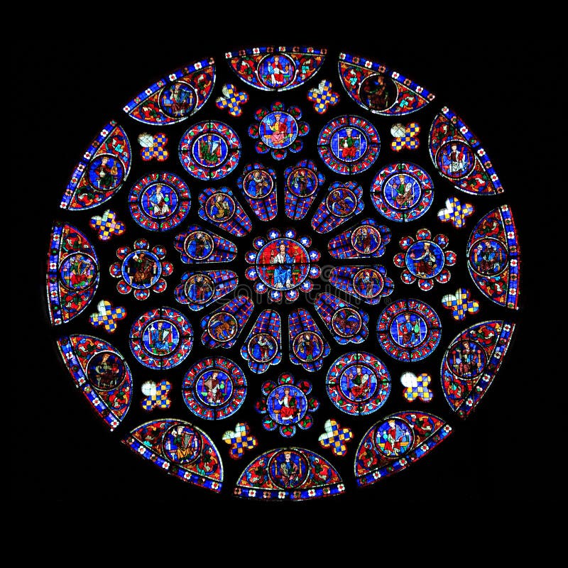 Ventana de cristal manchada redonda, Chartres