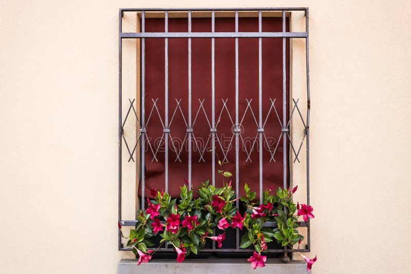 Ventana de rejilla del hierro fotografía de archivo Ventana de rejilla del hierro fotografía de archivo