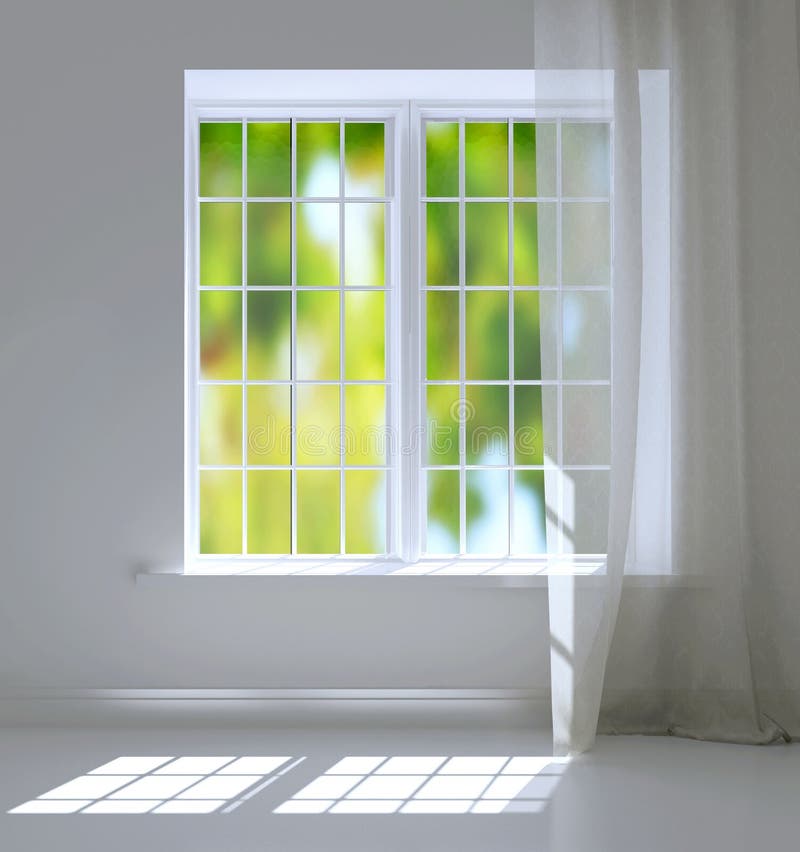 Ventana en un cuarto blanco brillante fotografía de archivo libre de regalías Ventana en un cuarto blanco brillante fotografía de archivo libre de regalías