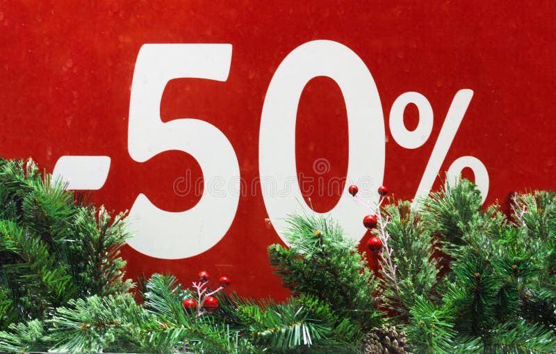 Vente d'hiver 50 pour cent Fond rouge images libres de droits Vente d'hiver 50 pour cent Fond rouge images libres de droits