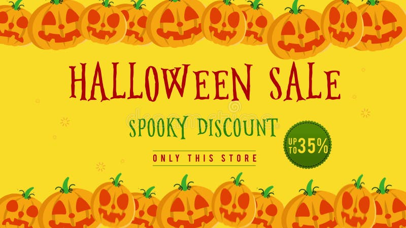 Vente de Halloween jusqu'à 35 avec l'animation de potiron illustration libre de droits