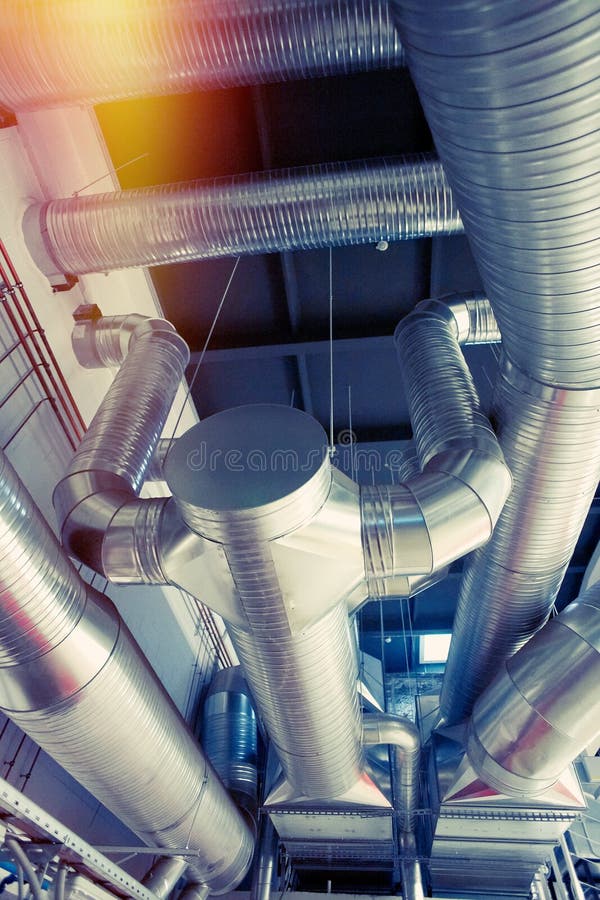 Ventilation Pipes Ducts of Industrial Air Condition Stock Photo Image