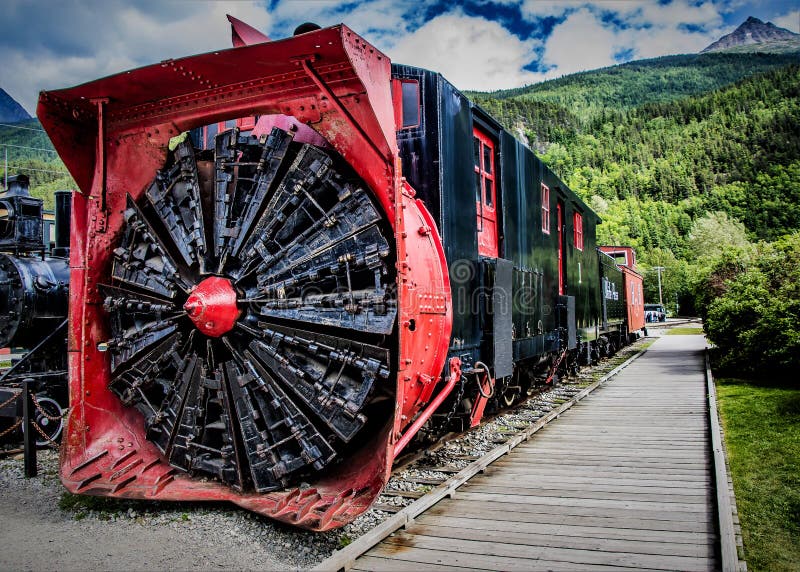 Ventilatore di neve del treno in Skagway fotografia stock Ventilatore di neve del treno in Skagway fotografia stock