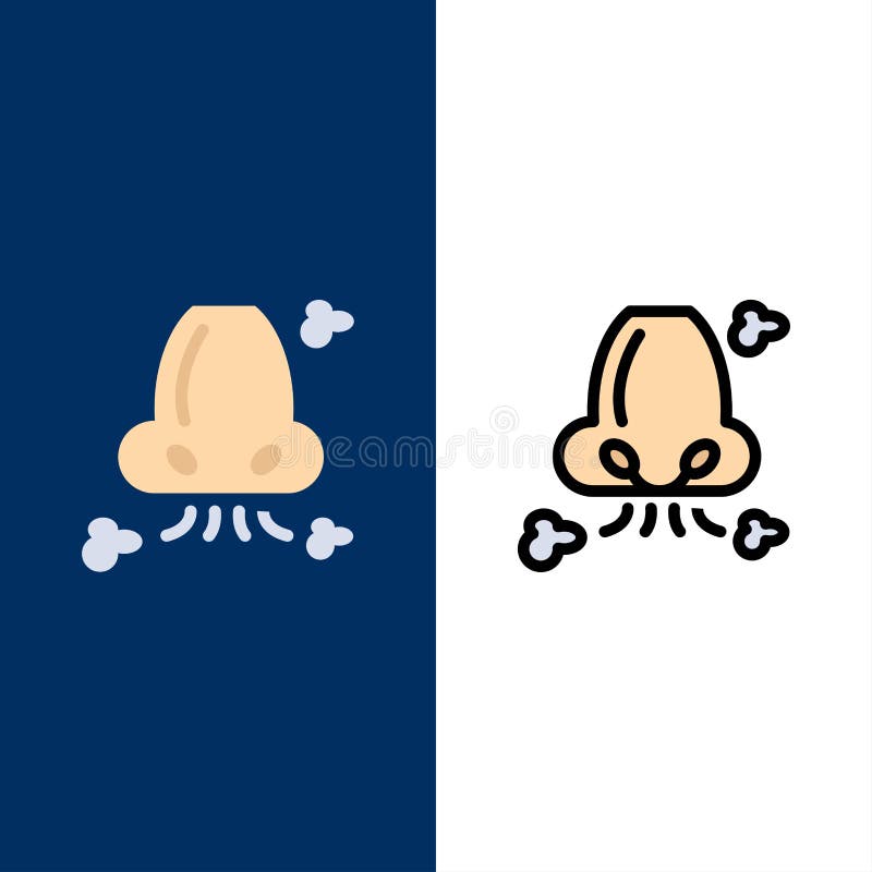 Ventile, respire, salud, nariz, iconos de la contaminación El plano y la línea icono llenado fijaron el fondo azul del vector ilustración del vector Ventile, respire, salud, nariz, iconos de la contaminación El plano y la línea icono llenado fijaron el fondo azul del vector ilustración del vector