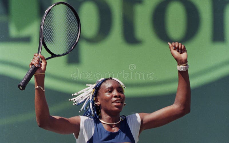 Venus Williams celebrates winning the 1998 Lipton tennis Championship against Anna Kournikova at Key Biscayne Florida. Venus Williams celebrates winning the 1998 Lipton tennis Championship against Anna Kournikova at Key Biscayne Florida