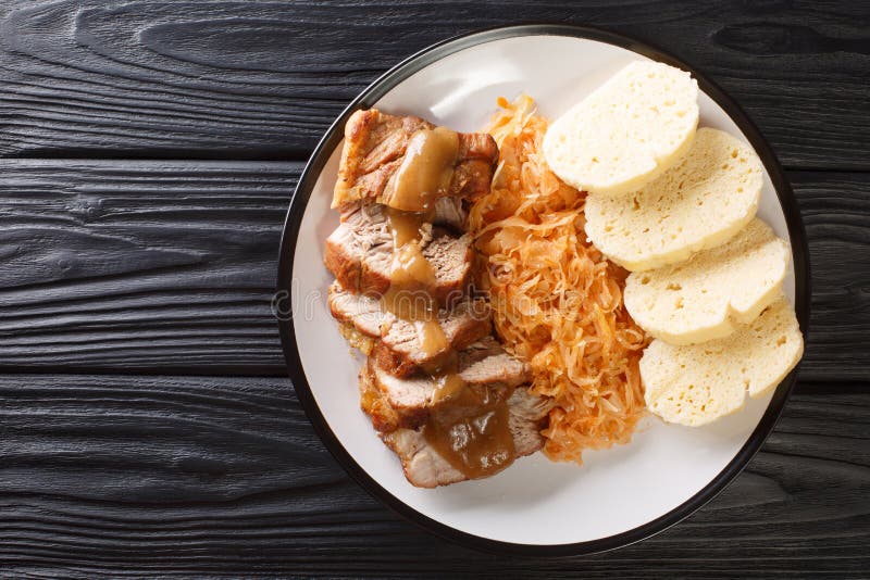 Vepro Knedlo Zelo this is a Czech Dish Consisting To Pork, Dumplings and  Cabbage Close-up in a Plate. Horizontal Top View Stock Image - Image of  healthy, black: 200003473