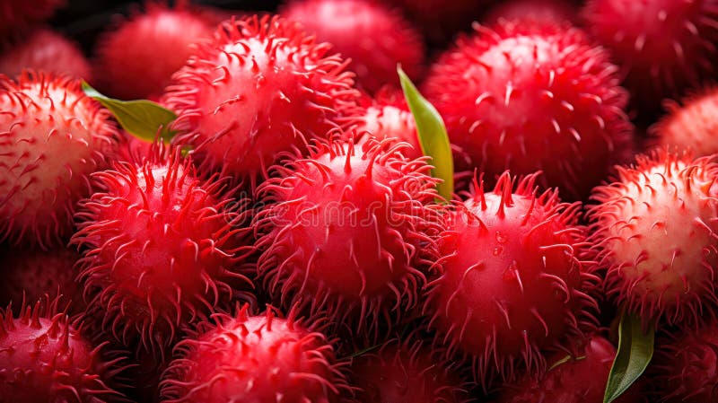 Ver la pila de rambutan fruta fresca para un estilo de vida saludable ilustración del vector
