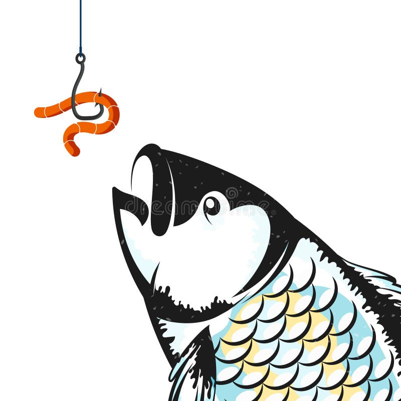 Ver sur le crochet et les poissons illustration libre de droits Ver sur le crochet et les poissons illustration libre de droits